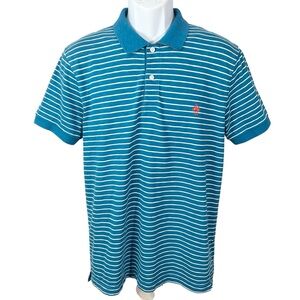 Brooks Brothers Slim Fitting S/S Polo Shirt Cotton Blue Striped Large